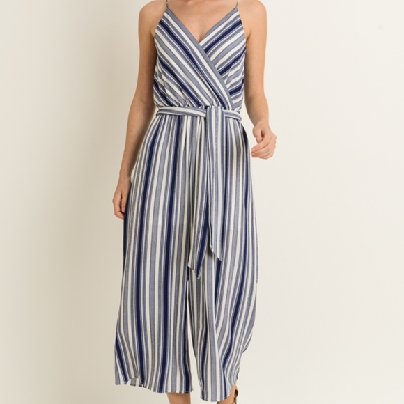 NWT Navy white Striped Jumper Jumpsuit - Picture 2 of 5